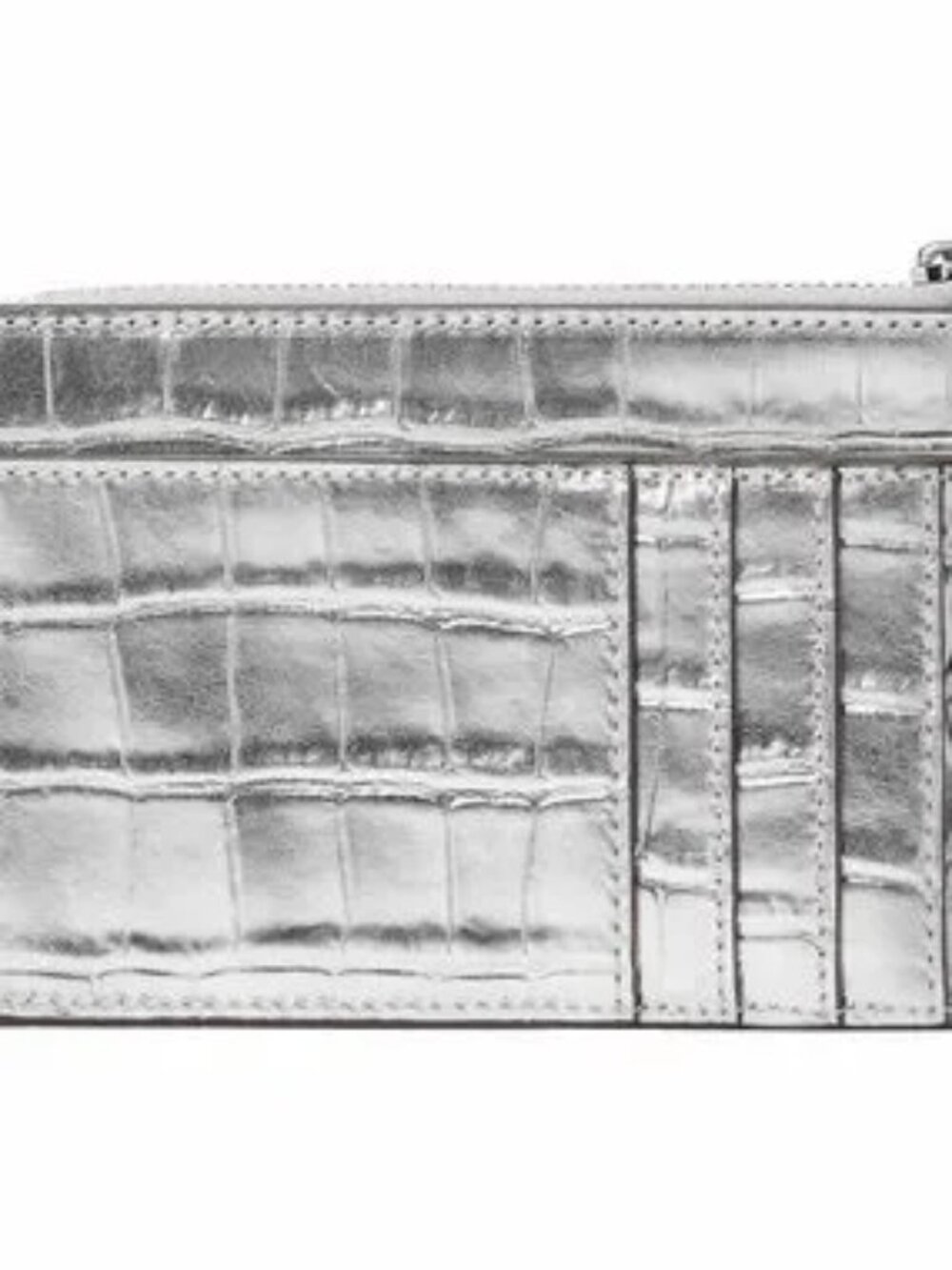 Kate Spade Lucy L ZIp Wristlet | NWT | Silver Metallic Croc-embossed - Picture 2 of 4